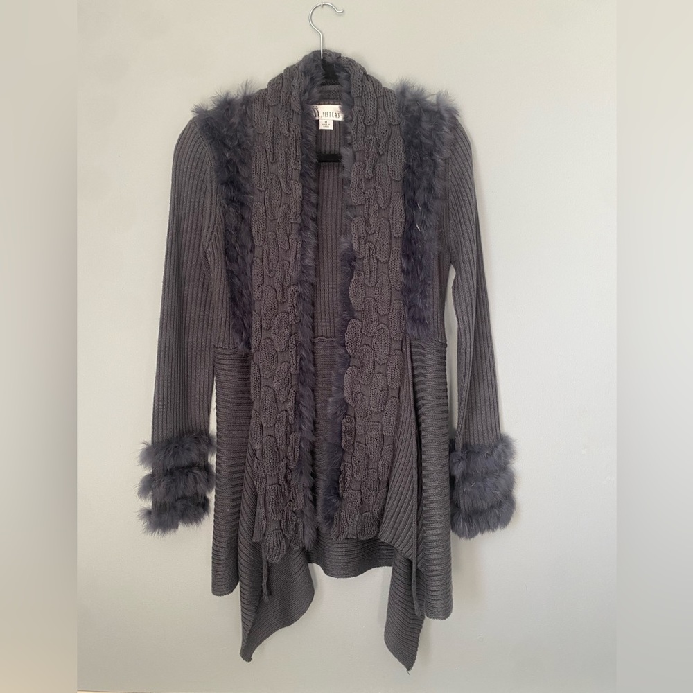 Rabbit fur slate blue/gray Cardigan by Sisters